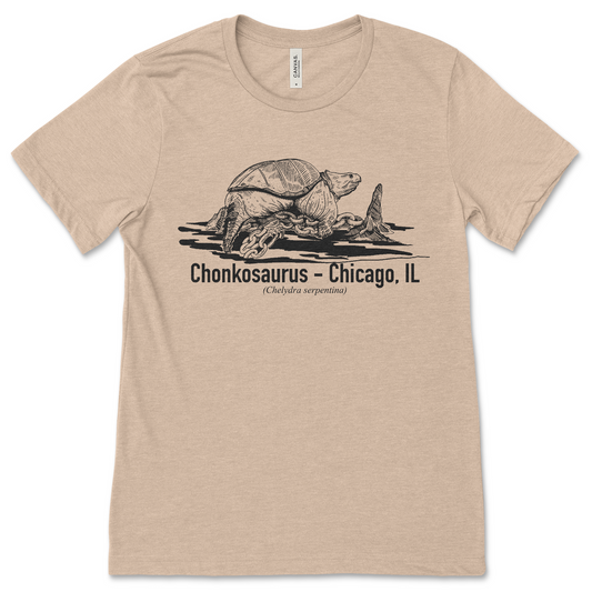 Chonkosaurus Chicago, IL - Short Sleeve T-Shirt - Heather Tan - Unisex